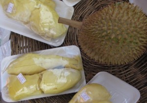 Freshly Cut Mon Thong next to Durian Ban